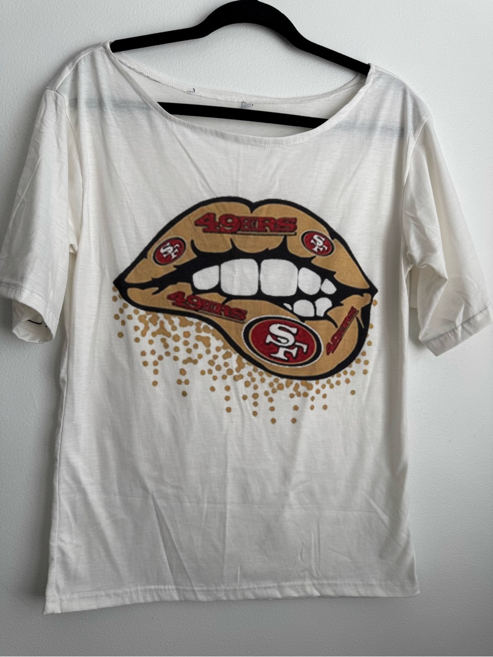 Graphic Tee - White with Gold and Red